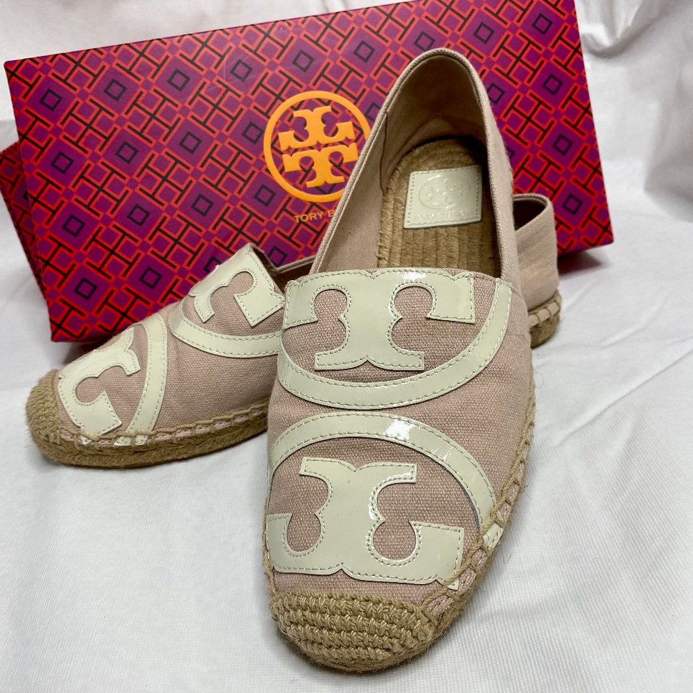 Tory Burch Poppy Espadrille Canvas Patent Leather